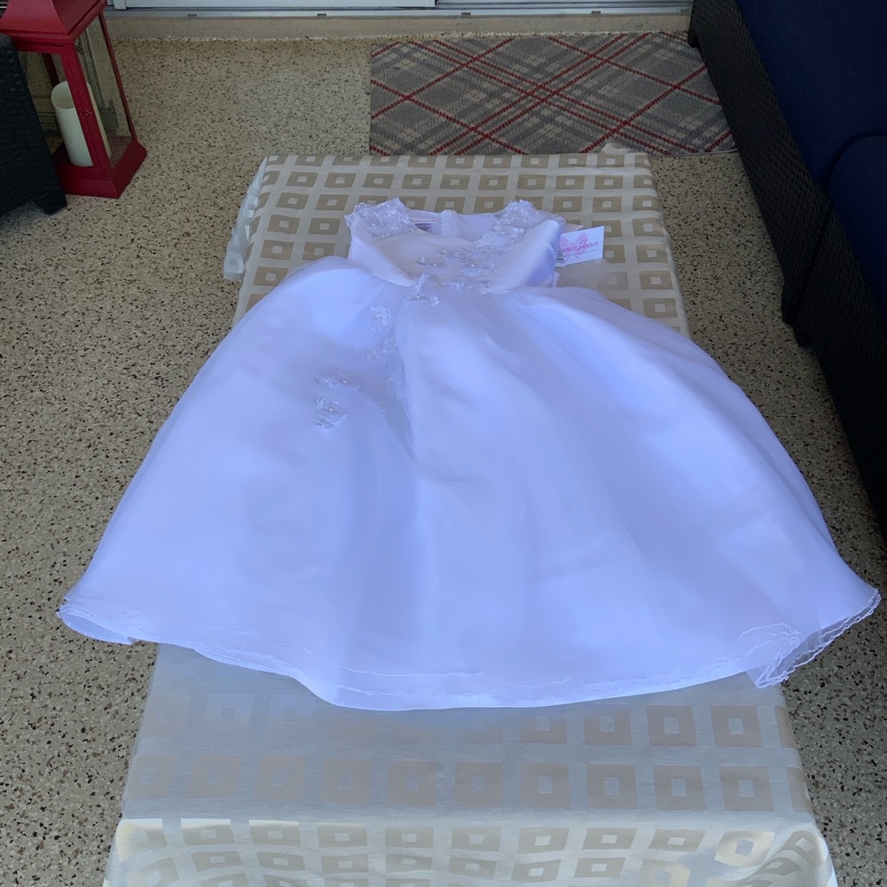 NWT Bonnie Jean White Floral Appliqué Communion/Formal Dress
